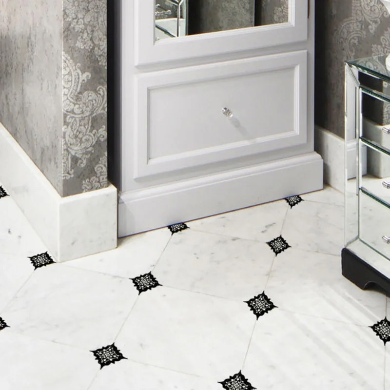 Self-adhesive Bathroom Kitchen Wall Stair Floor PVC Tile Border Diagonal Sticker