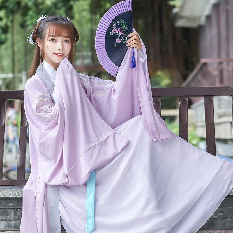 Ханьфу китайское платье Стильное женское элегантное Hanfu Китайская древняя традиционная одежда народные танцевальные костюмы сценическая одежда DN4134