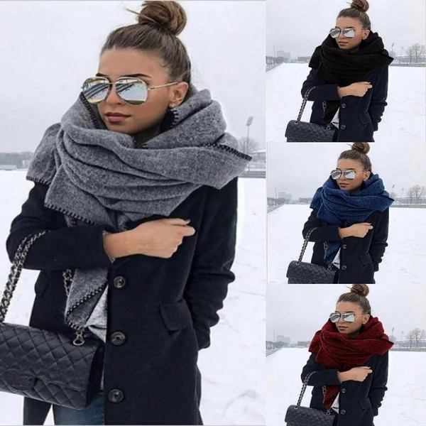 

Design Winter Thick Scarf for Women Blanket Lady Shawls And Wrap Solid Color Wine Red Cashmere Scarves Pashmina Foulard