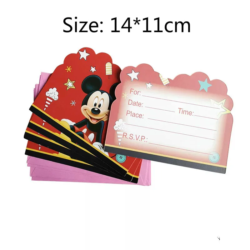  10pcs Mickey Minnie theme Paper Invitation Cards for kids IncrediblesBirthday Party Decoration - 4000089816722