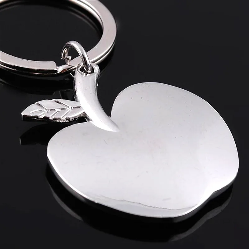 Блестящий боковой цинковый сплав без выцветания-напечатанный логотип маленький брелок с яблоком Креативный популярный подарок представительского класса