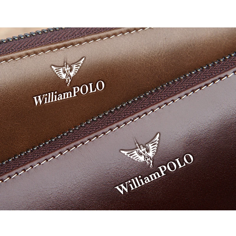 Williampolo Men's Wallet Card Holder Purse For Men Vintage Genuine Leather Cluth Bag For Phone Luxury Design Clutch Male #171326 5