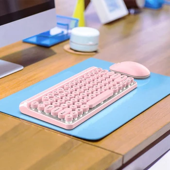 

L100 2.4G Slim Optical Wireless Keyboard and Mouse Mini Multimedia Keyboard Mouse Combo Set for PC Laptop(Pink)