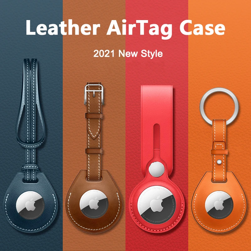 Funda protectora de cuero Pu para Apple Airtag Tracker, Protector de ubicación para llavero de Airtags, accesorio inteligente