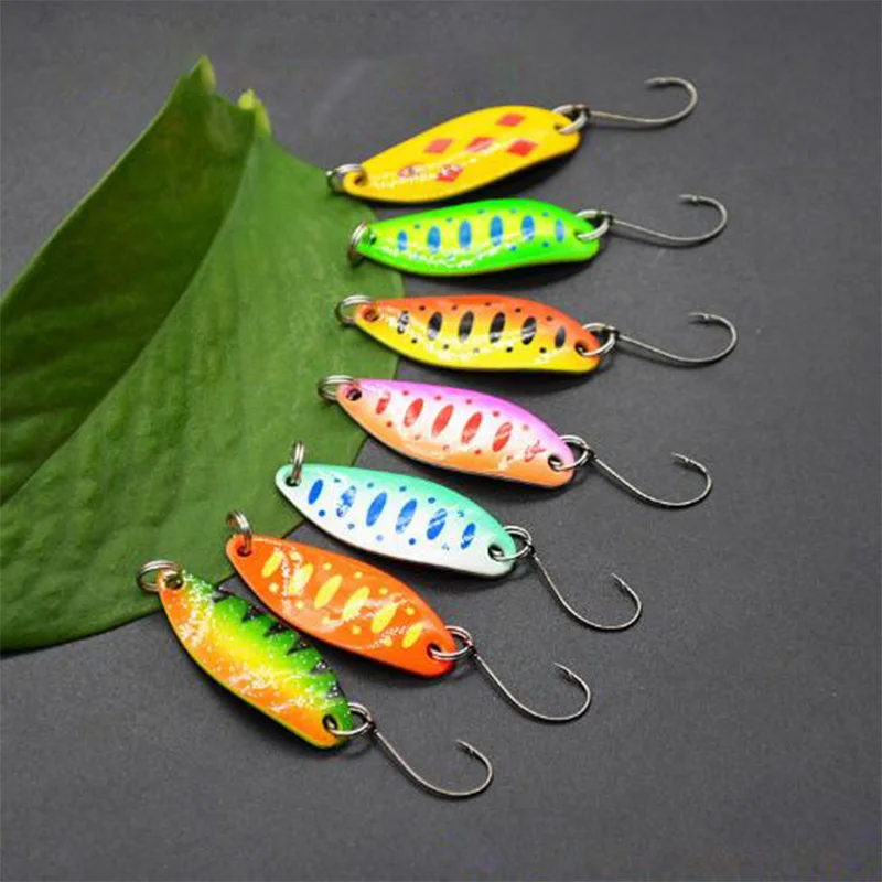 Description Picture 3 of item7pcs/lot 3.5g 3.4cm Fishing Tackle Bait Fishing Metal Spoon Lure Bait For Trout Bass Spoons Small Hard Sequins Spinner Spoon