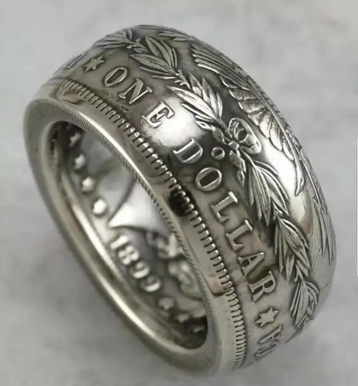 Details about   Handmade Morgan Silver Dollar Coin Ring 'eagle' Silver Plated In Sizes 6-13 Rare 
