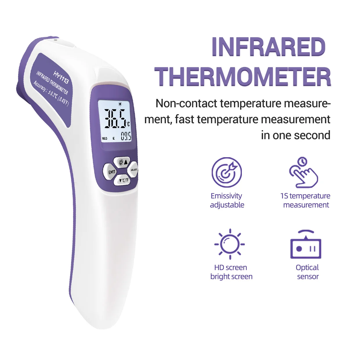

Portable Digital Infrared Forehead Thermometer Non-contact Body IR Thermometer for Kids Children & Adult Temperature Gauge Meter