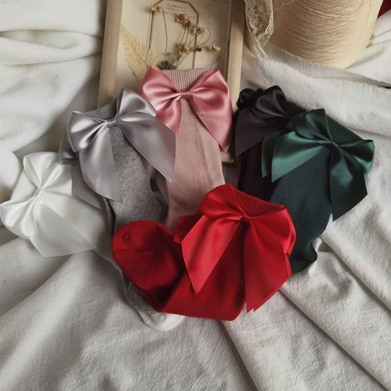 Baby Stuff Baby Girl Socks Knee High Princess Socks for Girl Sweet Cute Long Tube Kids Candy Color Bows Leg Warmer 0-5Y