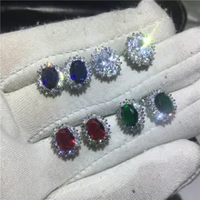 Серьги-гвоздики "Принцесса Диана", AAAAA cz, Настоящее серебро 925 пробы, бижутерия, свадебные серьги-гвоздики для женщин, массивные вечерние ювелирные изделия