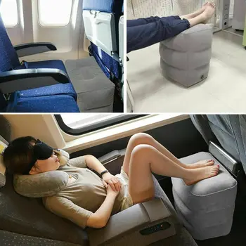 

Portable Inflatable Office Car Footrest Leg Foot Rest Travel Pillows Pad Relax Car Travel Leg Gray Air Plane Knee Support Pillow