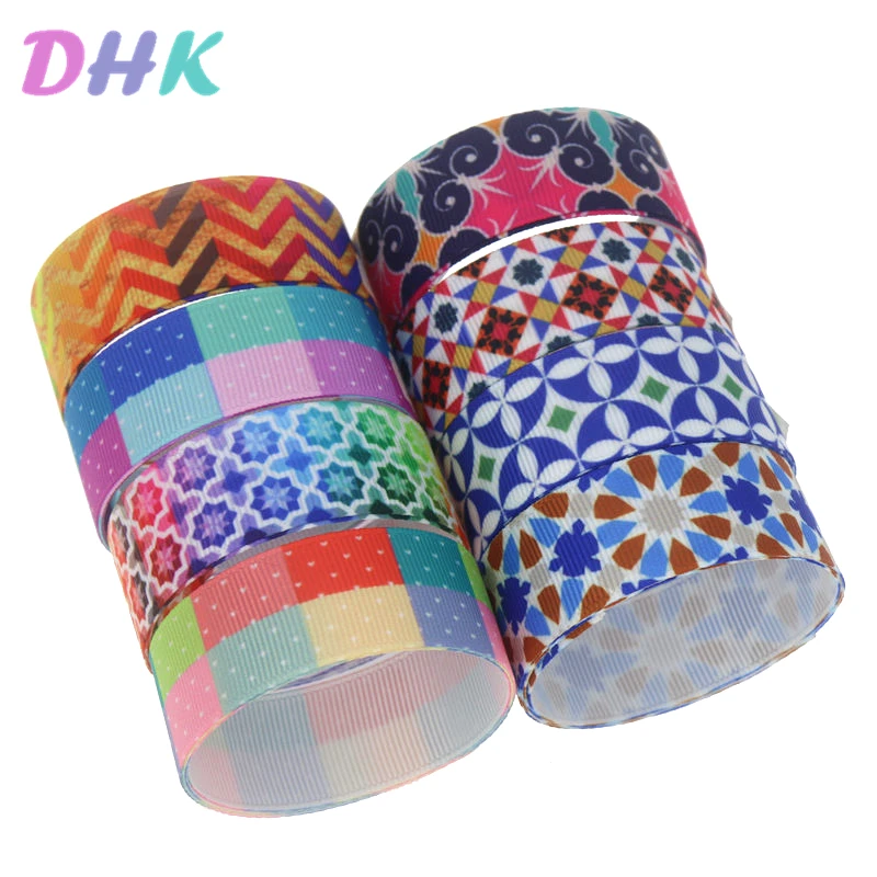 DHK 5yards pattern dots Printed Grosgrain Ribbon Accessory Hairbow Headwear Decoration DIY Wholesale OEM E1808 | Дом и сад