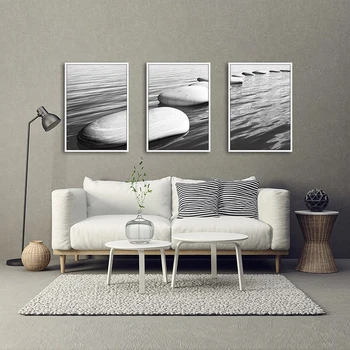 

Black and white Canvas Painting Stone Painting Print Zen Spa Poster Wall Art Picture Home Decorative Bedroom Nursery