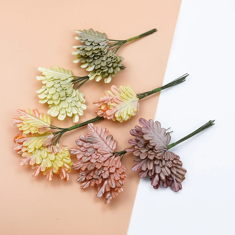 

12PCS cheap christmas leaf decorations for home garland candy box scrapboflower wall wedding decorationscrapbooking fake Leaf