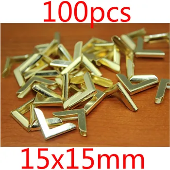 

100PCS Golden Book Scrapbooking Albums Menus Corners Protectors Metal Corners Antique Protectors 15x15mm