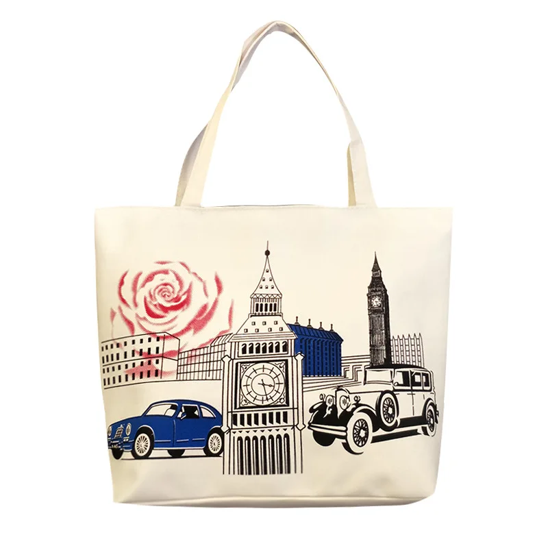 

New Creative Tote Bag Canvas Female Handbag Printing Simple Wear-resistant Large Shoulder Bag Shopping Beach Bag #197321