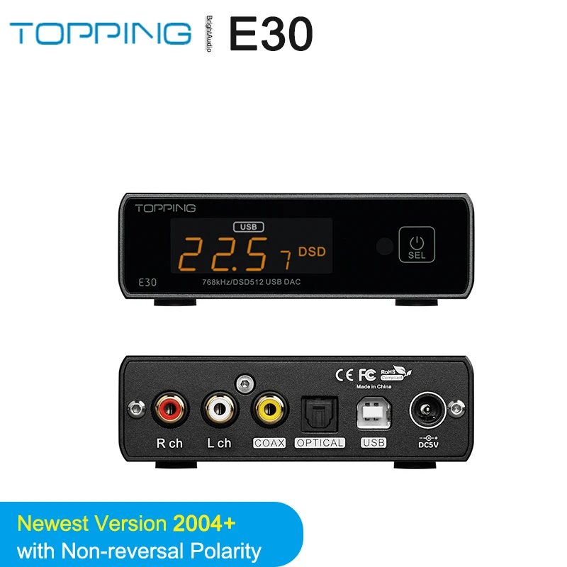 ЦАП декодер TOPPING E30 AK4493 + AK4118 аудио XMOS XU208 PCM 32 бит/768 кГц DSD512 с дистанционным