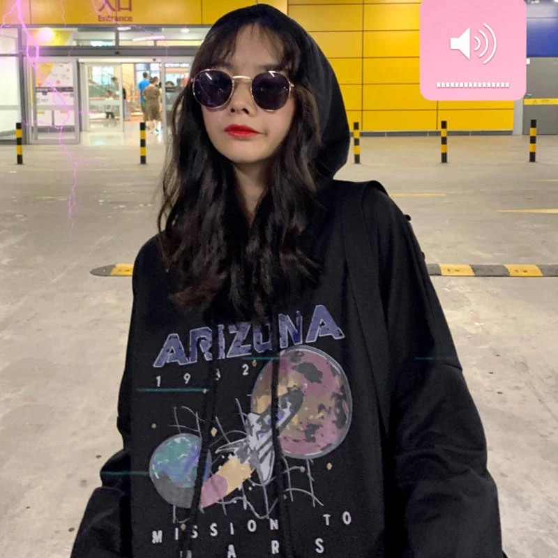 Harajuku модные Джемперы женские корейские модные женские худи уличная винтажная свободная с капюшоном женские пуловеры с длинным рукавом свитшоты