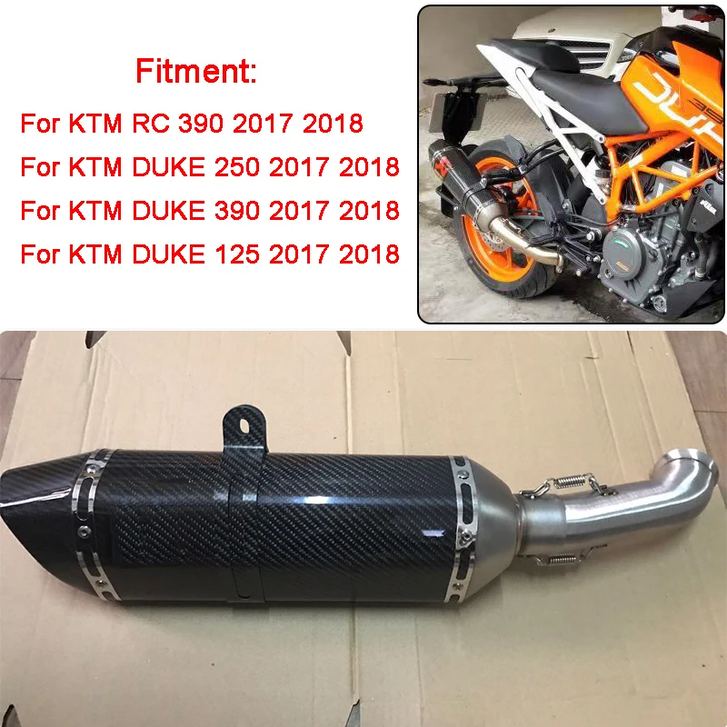 New For KTM 2017 2018 DUKE 390 250 125 Duke RC 390 RC390 Motorcycle Moto Exhaust Muffler Mid Middle Pipe Slip-on (3)