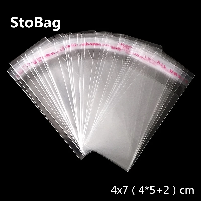 StoBag 1000 шт 4*7 см Прозрачные самоклеющиеся пакеты для упаковки ювелирных изделий герметичные Opp поли пищевые подарочная упаковка для конфет пластиковый пакет