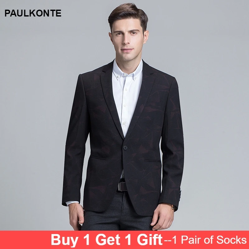 2019 Autumn Print Casual Suit Men's Fashion High Quality Slim Korean Men's Suit