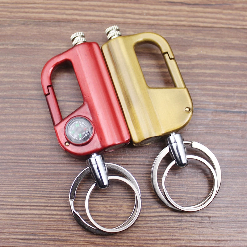 With keychain and compass Kerosene Lighter Matches Gasoline Petroleum Lighter Refillable Outdoor Gasoline Cigarette Men Gadgets