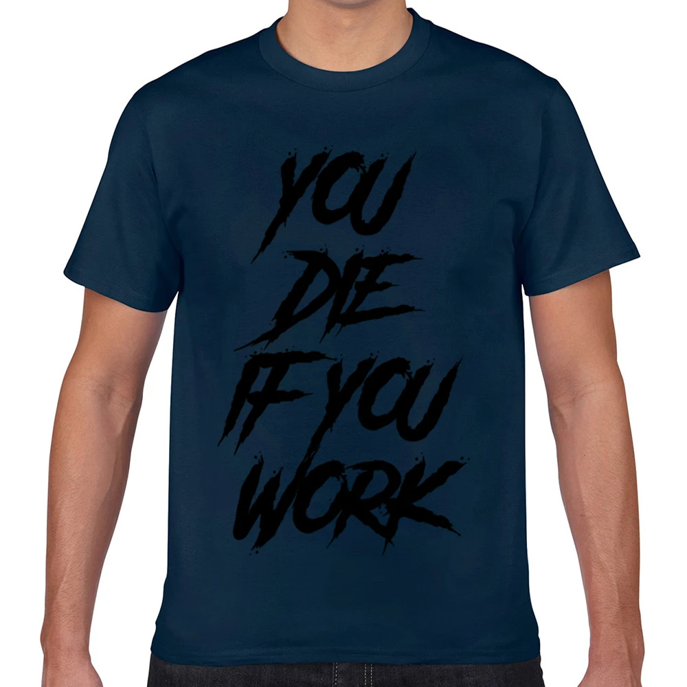 Tops T Shirt Men you die if work nhk club japan anime Funny White Geek Short Male Tshirt XXX | Мужская одежда