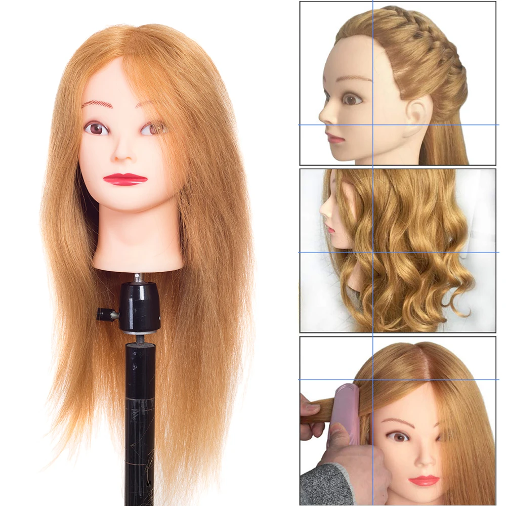 80% Real Hair Practice Curling Straighten Hairdressing Training Head  Hairstyle Doll With Shoulder Braiding Mannequin Head Brown - AliExpress