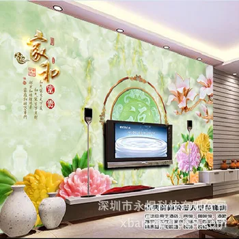

Hot Sales-3D Large Seamless Mural and Rich Living Room Sofa Jade TV Backdrop