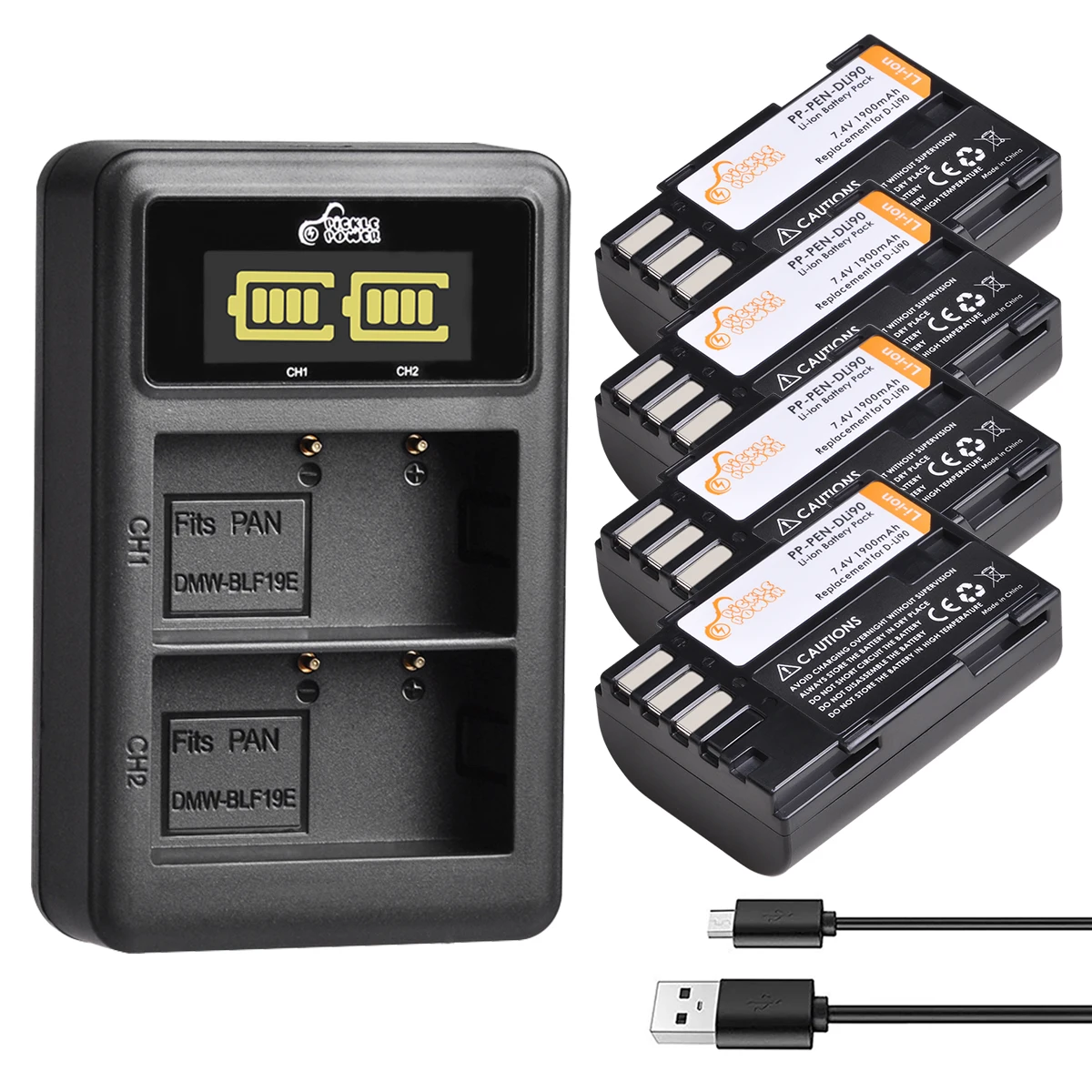 Batteria Del D-Li90 Di Potere Del Sottaceto Dli90 + Caricatore Doppio Del Usb Del Led Per Pentax 645D,645Z,K-01,K-1,K-1 Ii,K-3,K-3 Segno Iii,K-5,K-5 I