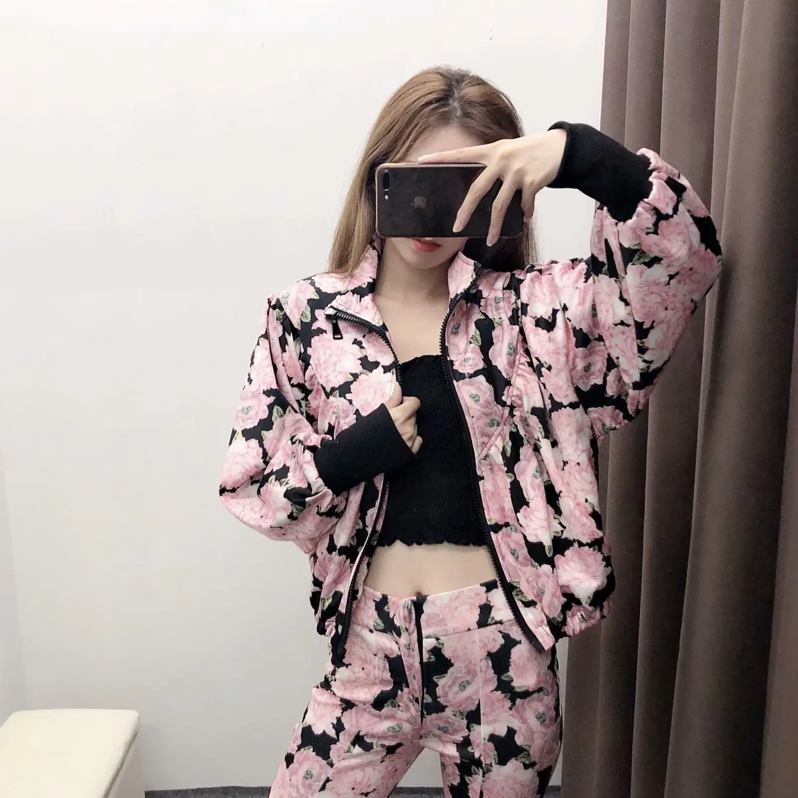 

Europe And America Autumn New Style WOMEN'S Dress-Style Elegant Floral Print Pilots Jacket Casual Coat K226