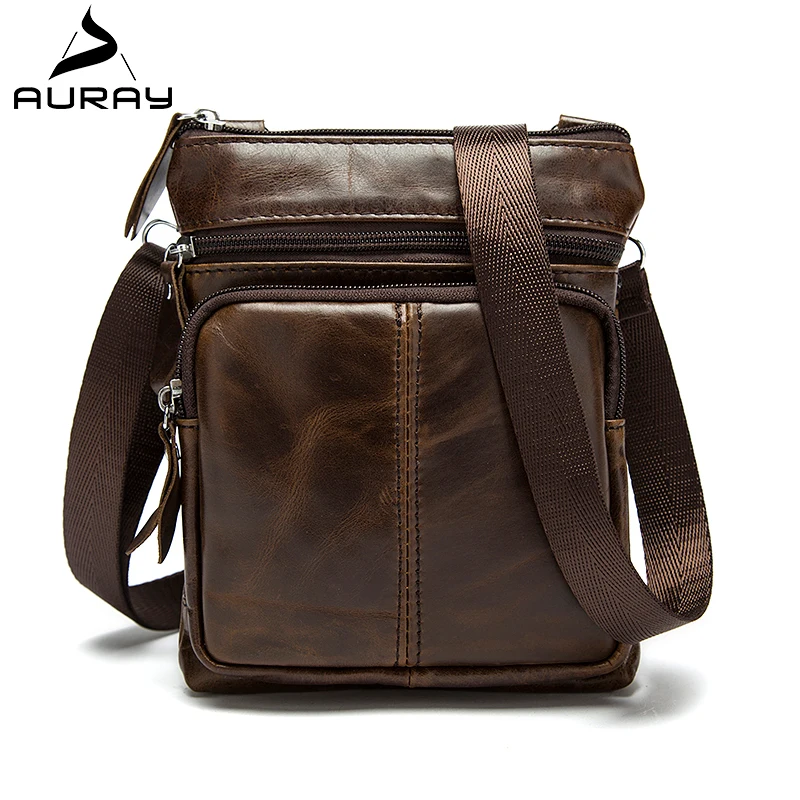 

AURAY Fashion Messenger Bag Men Leather Casual Man Men Shoulder Genuine Leather Bag Business Small Crossbody Bags For Men Bags