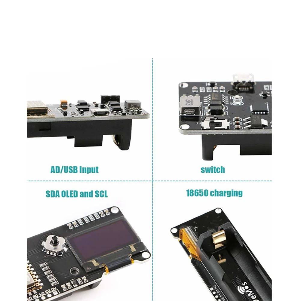 ESP8266 Nodemcu Wifi модуль 0,96 Oled Расширенная температура и влажность макетная плата Метеостанция 18650 слот для батареи