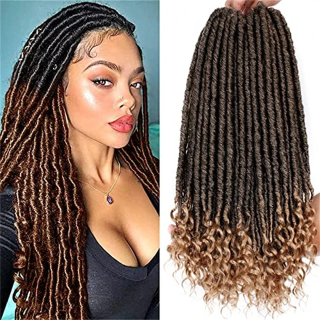 16-20 inch Goddess Faux Locs Crochet Hair Straight Goddess Locs with Curly  Ends Synthetic Crochet