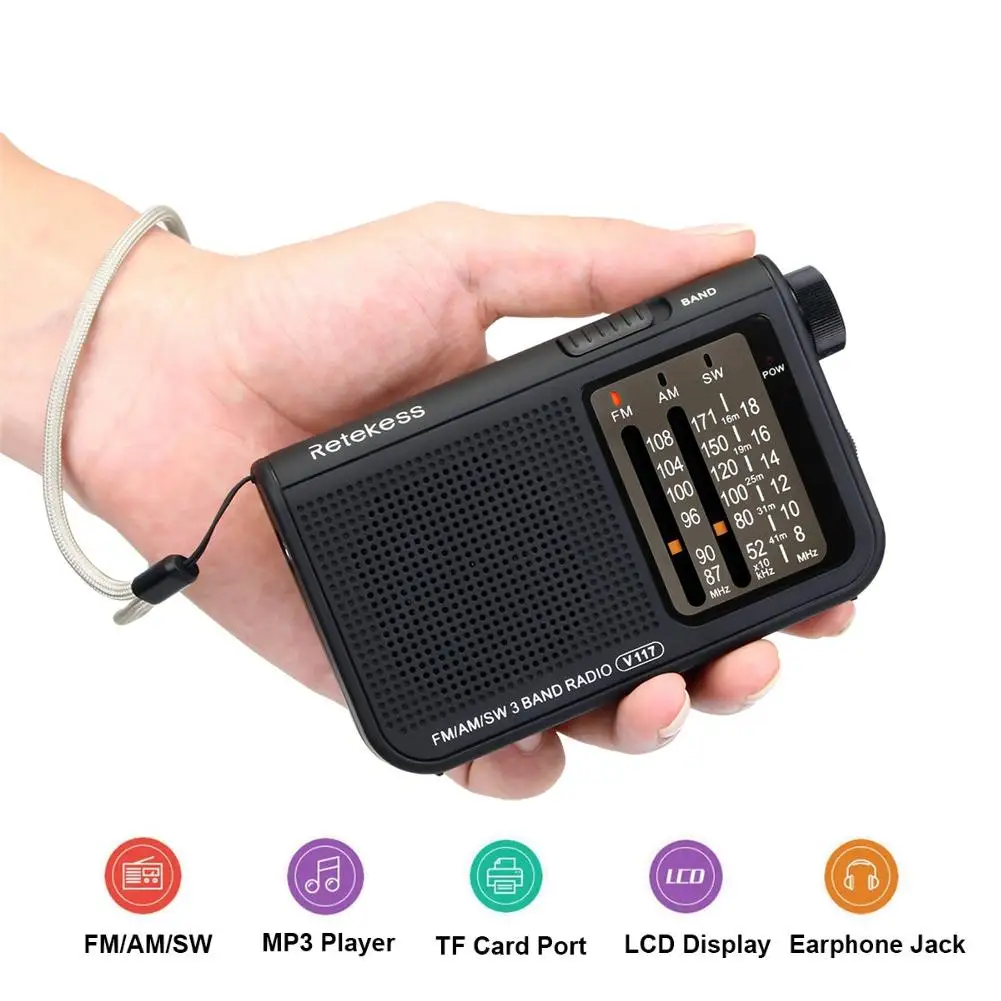 Retekess V117 FM AM SW радио аналоговый радио транзистор AM FM портативная Радио батарея работает тюнер приемник для старшего