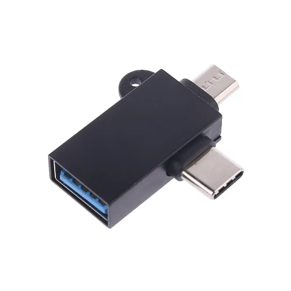 2 в 1 USB 3,0 мама к Micro USB и type C OTG адаптер конвертер для Android Google Nexus samsung Galaxy Note устройств - Цвет: Черный