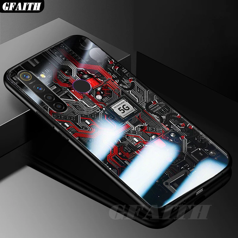 GFAITH для Realme 5 Pro Чехол проводник из окрашенного закаленного Стекло Крышка для Realme 5 Realme XT чехол