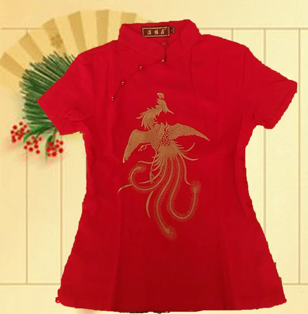

New Style Explosion Promoting Mom And Dad Couple Clothes Summer Middle-aged Chinese Costume MEN'S Short Sleeve Cotton Linen Red