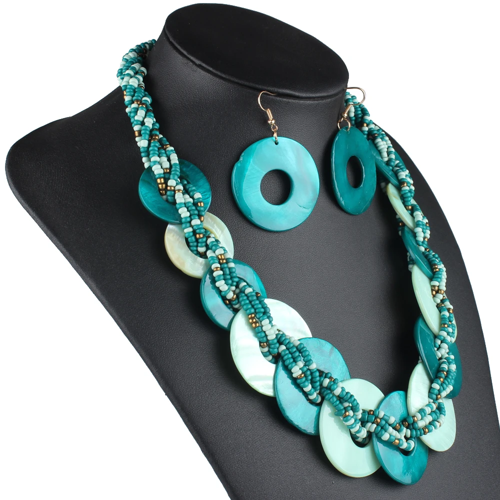 Claire jin женское ожерелье и серьги различных размеров с маленькими бусинами, двухцветные контрастные цвета, Модные Ювелирные наборы в стиле бохо