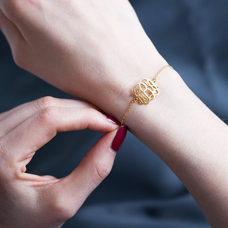 Персонализированный именной браслет для женщин на заказ Boho Monogram Pulseiras ювелирные изделия из нержавеющей стали розовое золото Инициалы мужские браслеты
