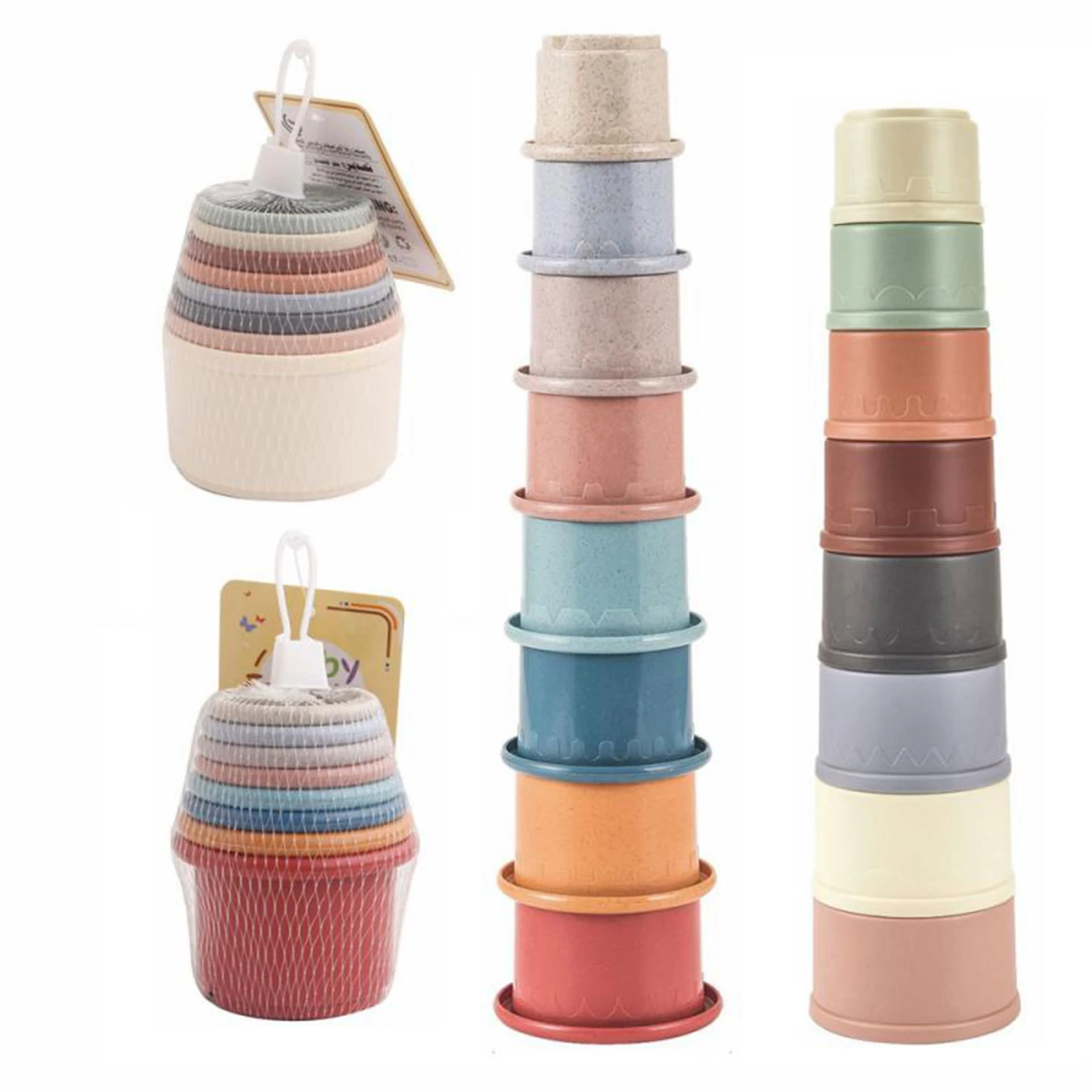 

Toddler Kids Educational Building Blocks Stacking Cups Bath Toy Nesting Toys for Ages 6 Month Above