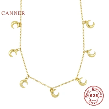 

CANNER INS Wind Little Moon Glossy 925 Sterling Silver Necklace For Women 2020 Gold 18k Jewelry Chain Choker Necklace