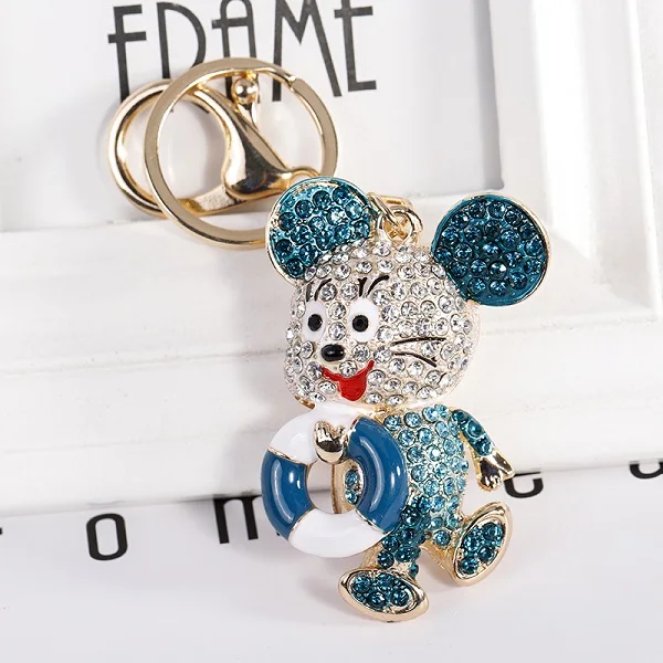 CHY-5373Blue EASYA милые стразы брелок с мышью прекрасный кристалл животное Подвеска Шарм для сумки автомобиля брелок ювелирные изделия подарок - Цвет: CHY-5373Blue