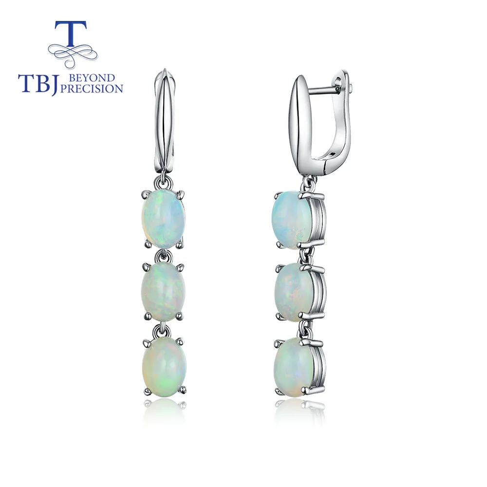 Tbj, высокое качество, 6ct длинные серьги с опалом, Эфиопский Опал, Овальный 6*8 мм, хорошее ювелирное изделие, серебро 925 пробы для женщин, рождественский подарок