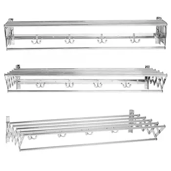 

80cm Stainless Steel Expandable Wall Mounted Bathroom Towel Laundry Drying Rack Foldable paper towel holder