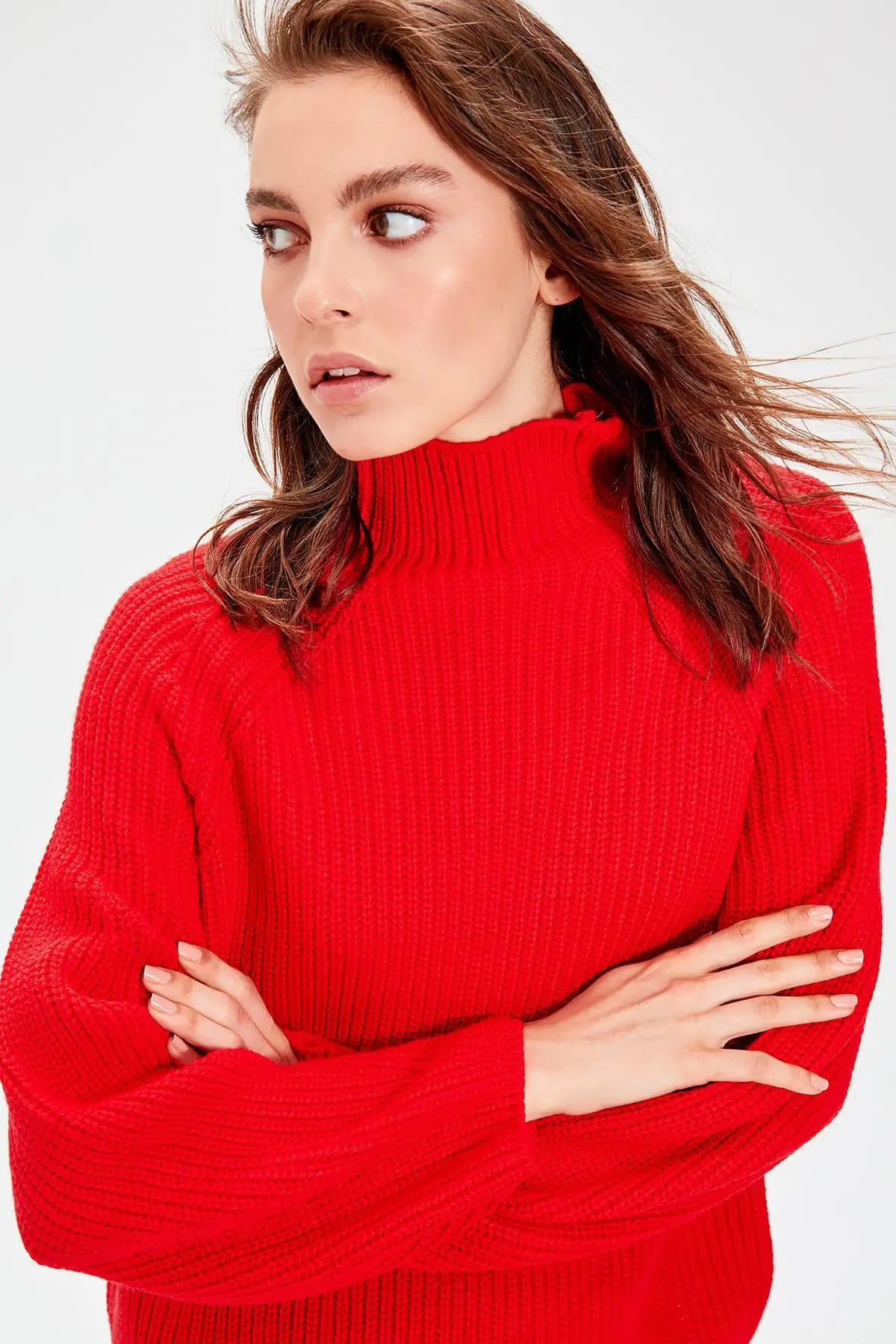 

Trendyol Red Upright Collar Sweater Sweater TWOAW20FH0021
