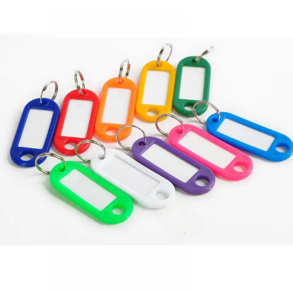 30Pcs Plastic Keychain Key Fobs Luggage Id Label Name Cards Tags With Split Ring For Baggage Key Chains Rings