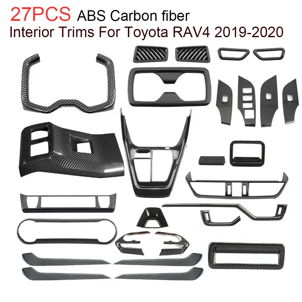 27* углеродное волокно ABS внутренняя отделка крышки подходит для Toyota Rav4