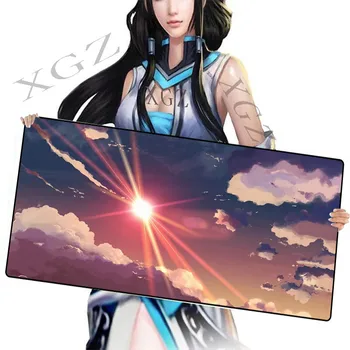 

XGZ Landscape Large Size Gaming Mouse Pad Black Lock Edge Sunset Computer Desk Mat Rubber Non-slip 60x30/90x40