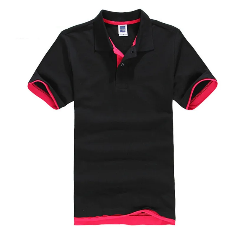 High Quality Tops&Tees Men's Polo shirts Business men brands Polo Shirts Turn-down collar mens polo shirt - Цвет: hei-hong