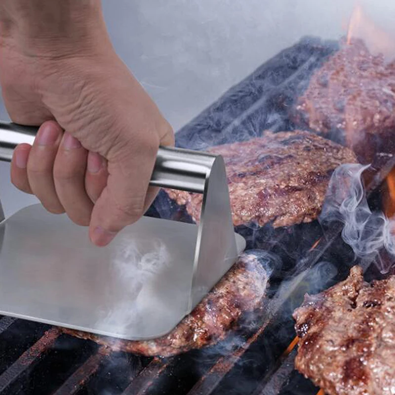 SilverSquareMeatPressManualPressHamburgerMeatBeefGrillBurger